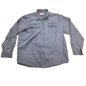Wrangler Comfort Flex  Gray Denim Long Sleeve Button Up Shirt‎ Men's Size L
